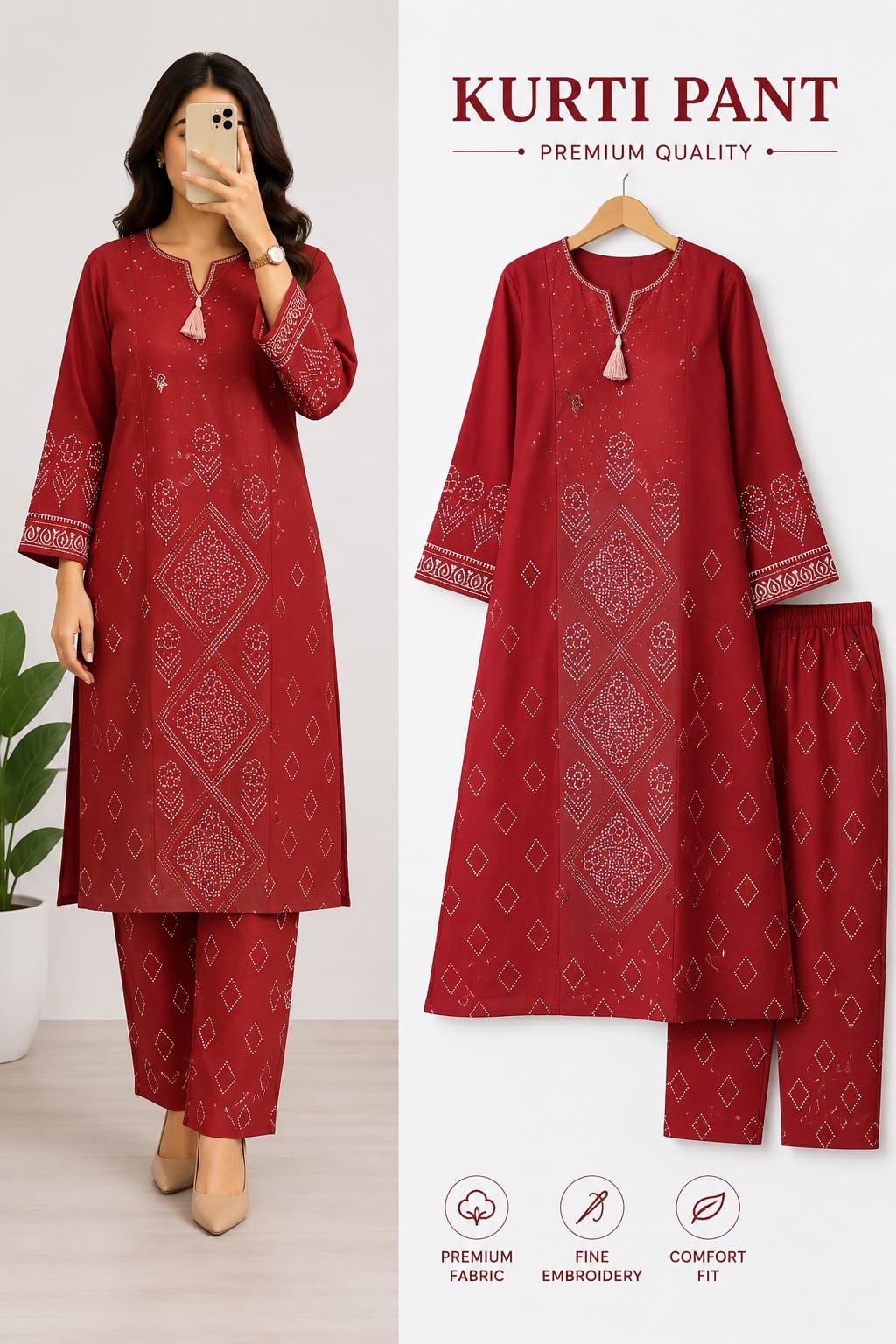 Kurti pant with dupatta 